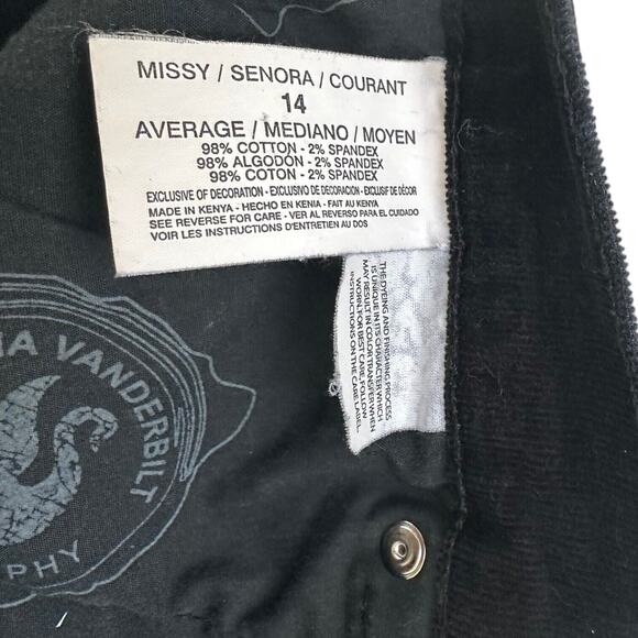 Y2K Gloria Vanderbilt Corduroy Pant Jeans Sz 14 Black Straight Leg High Rise - Picture 11 of 16